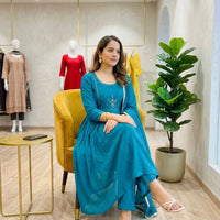 Anarkali  "Anjana" - Bleu turquoise