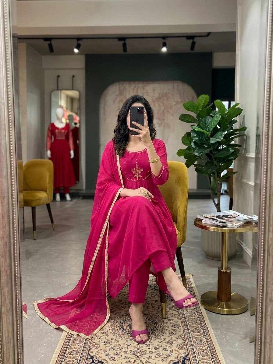 Anarkali  "Anjana" - Rose fuschia