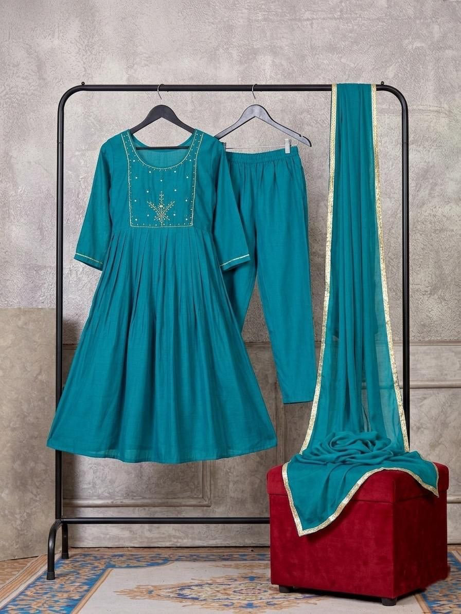 Anarkali  "Anjana" - Bleu turquoise