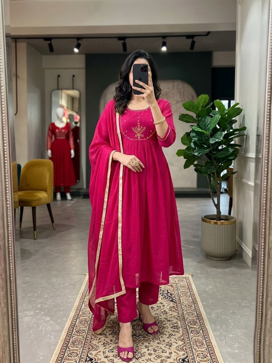 Anarkali  "Anjana" - Rose fuschia