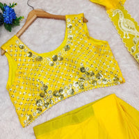 Sari prêt à porter Collection "Peacok" - Jaune