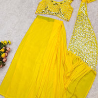Sari prêt à porter Collection "Peacok" - Jaune