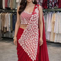 Sari prêt à porter Collection "Peacok" - Rose