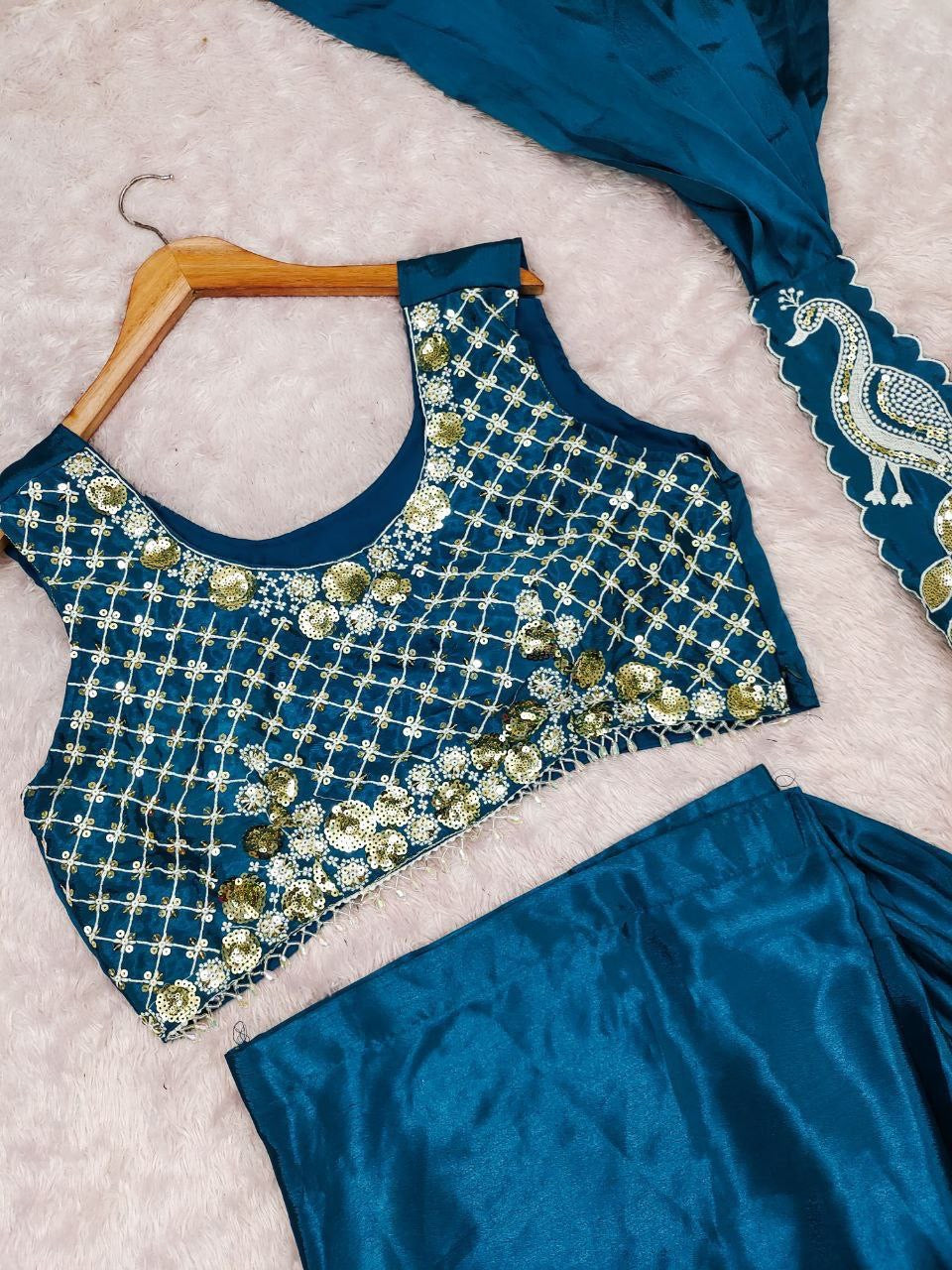 Sari prêt à porter Collection "Peacok" - Bleu