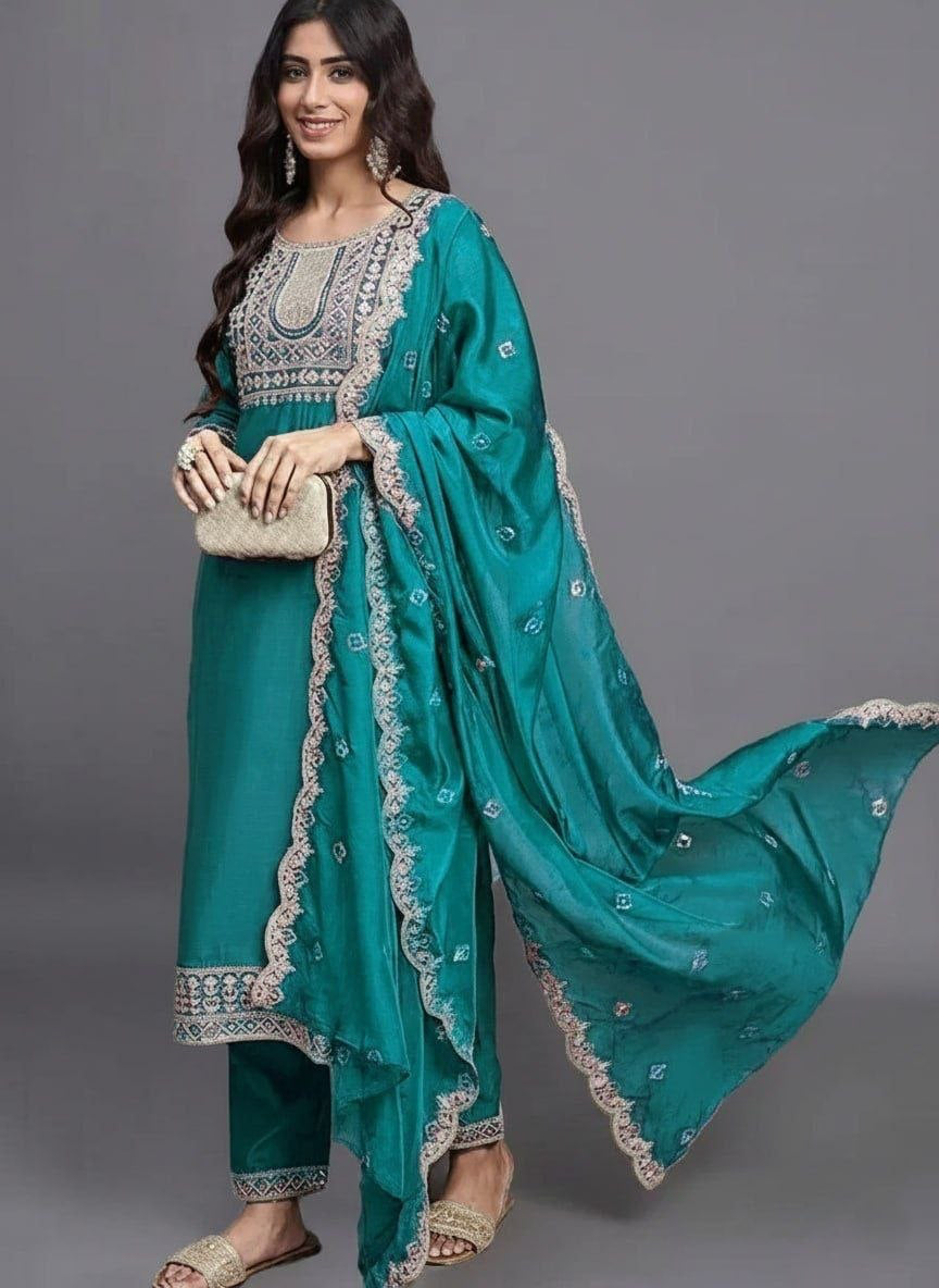 Punjabi "Vally" - Bleu canard