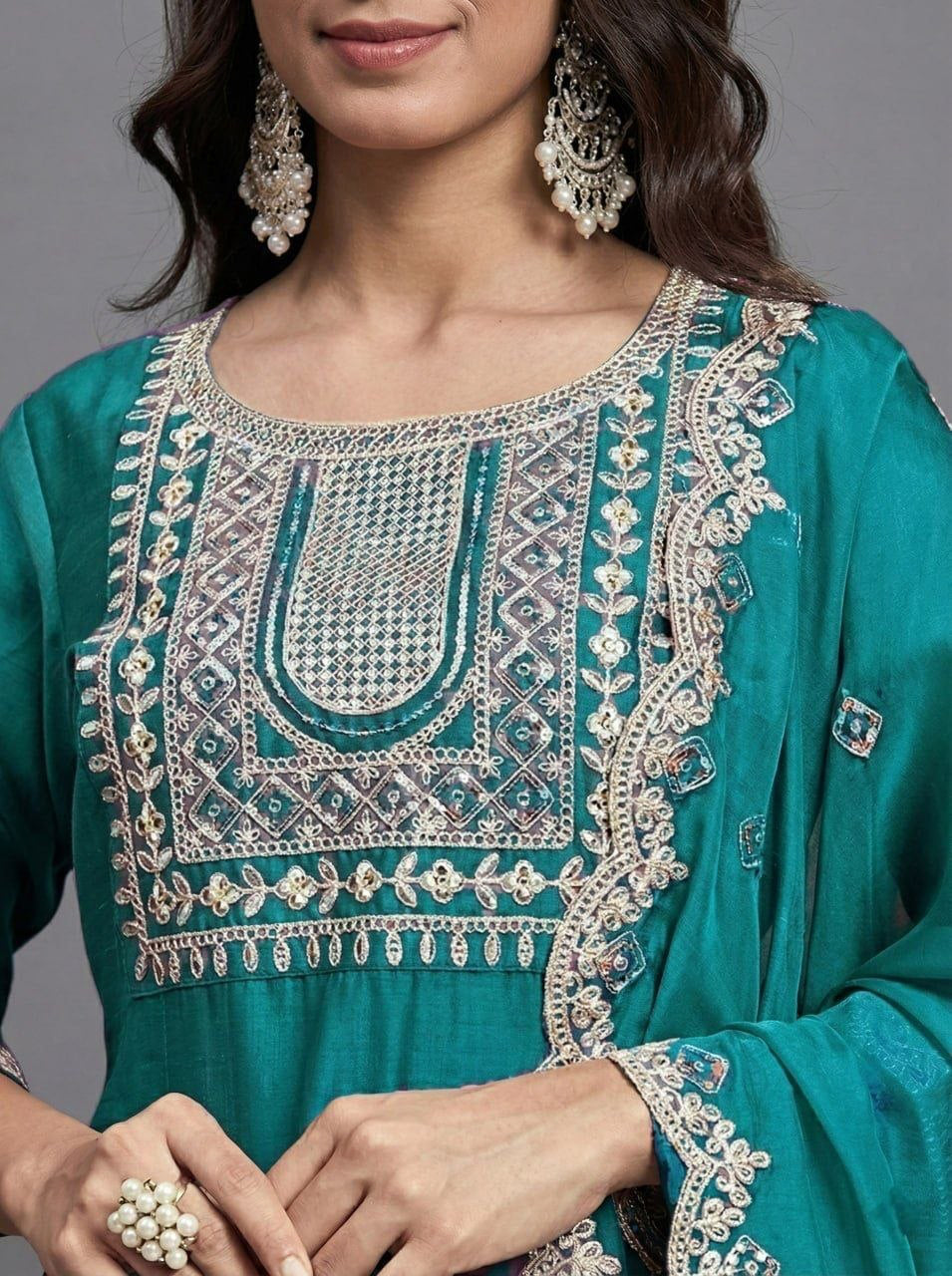 Punjabi "Vally" - Bleu canard