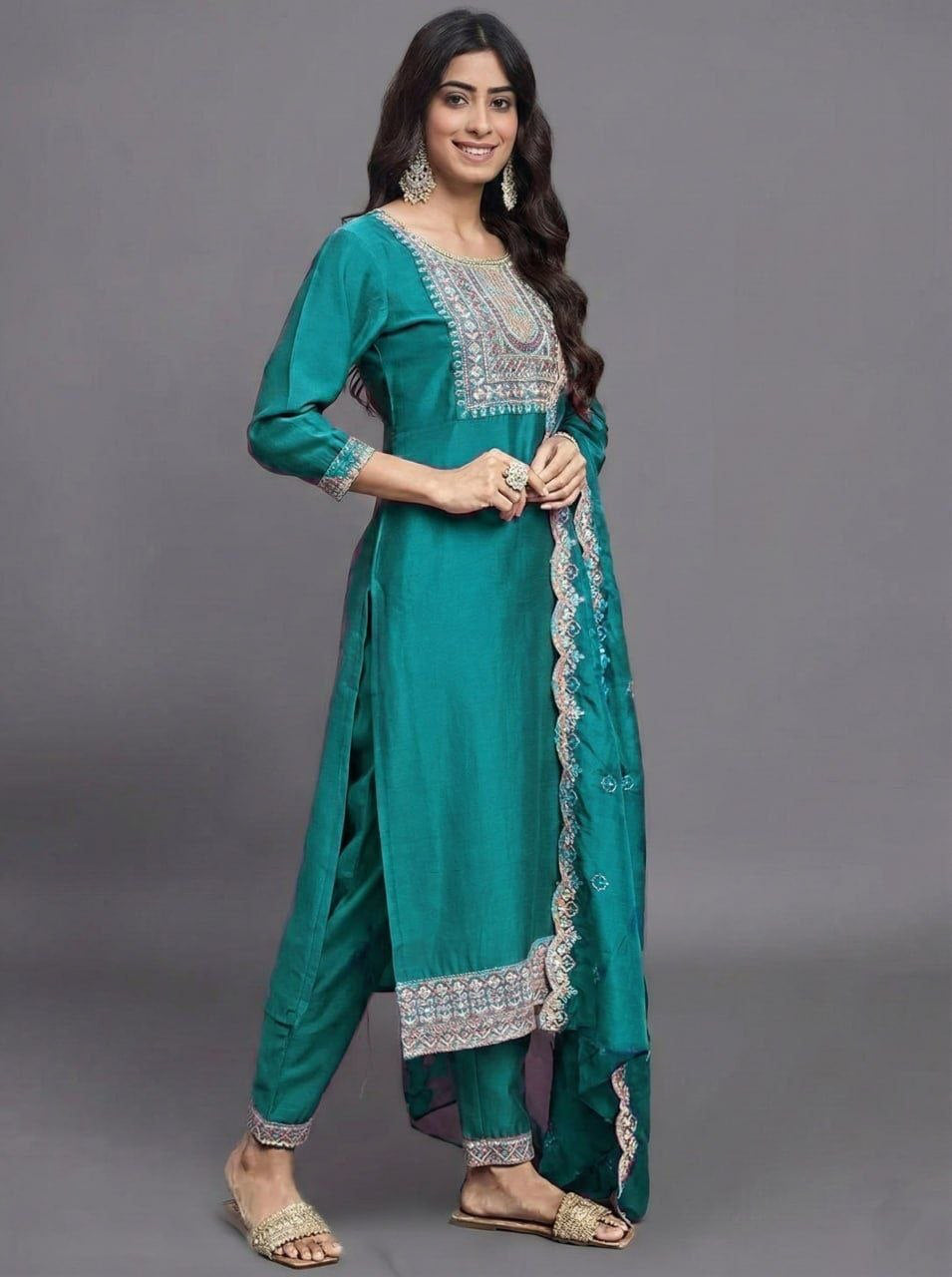 Punjabi "Vally" - Bleu canard