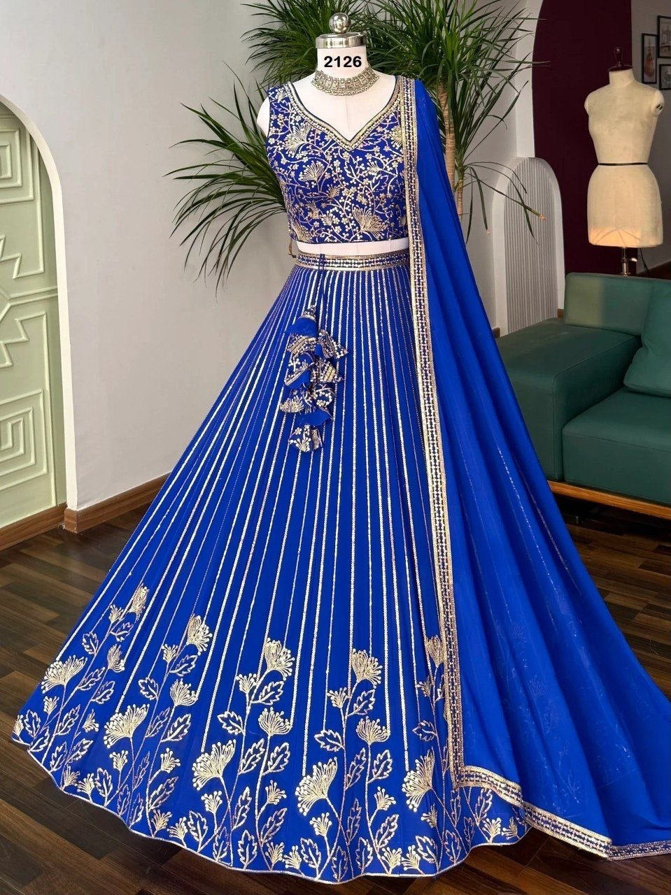 Lehenga collection "Sourhya" - Bleu royal