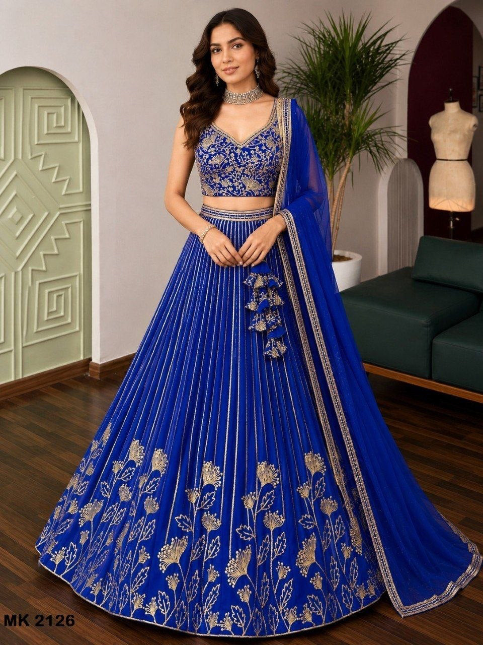 Lehenga collection "Sourhya" - Bleu royal