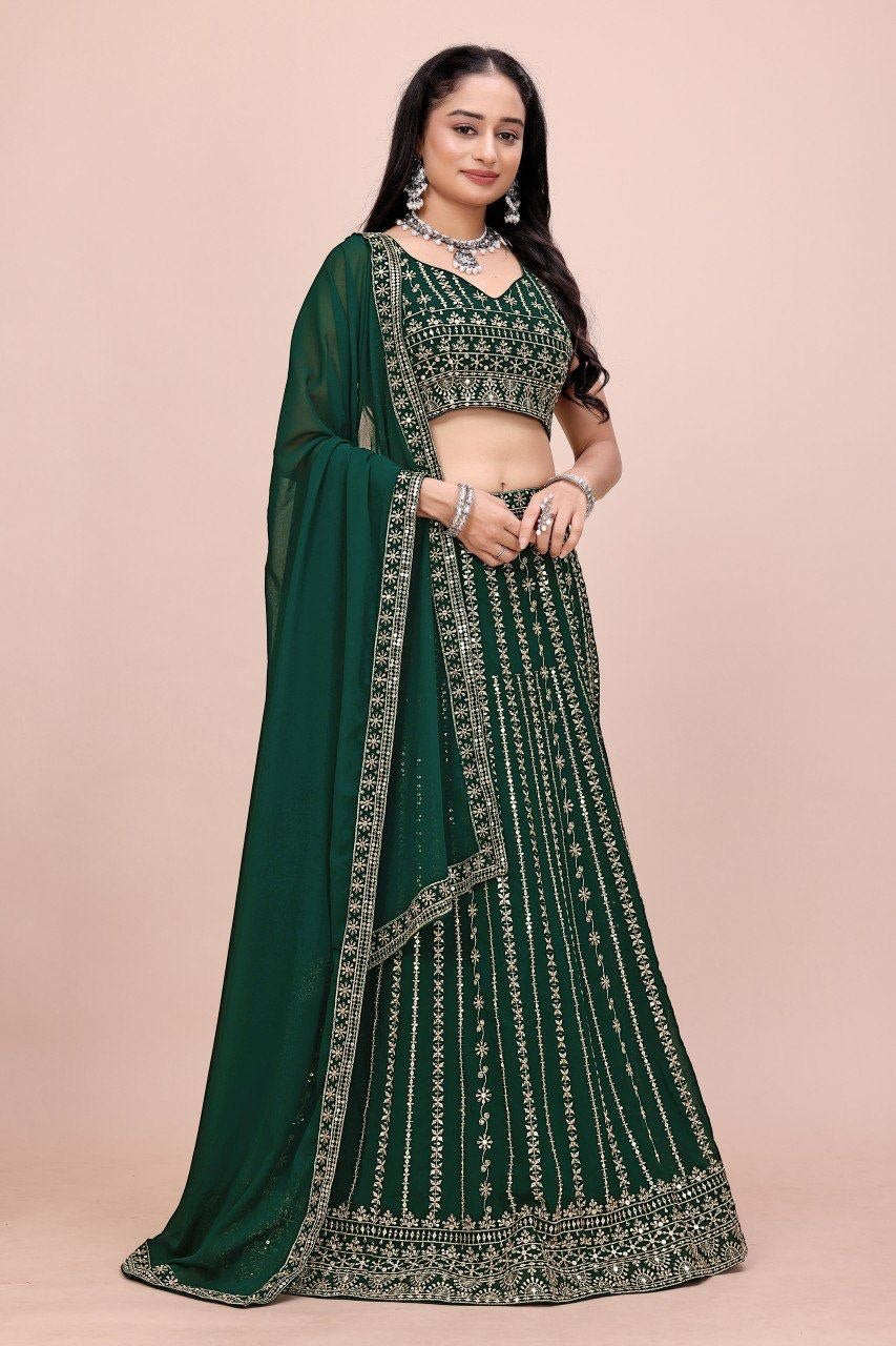 Lehenga collection "Sourhya" - Vert émeraude