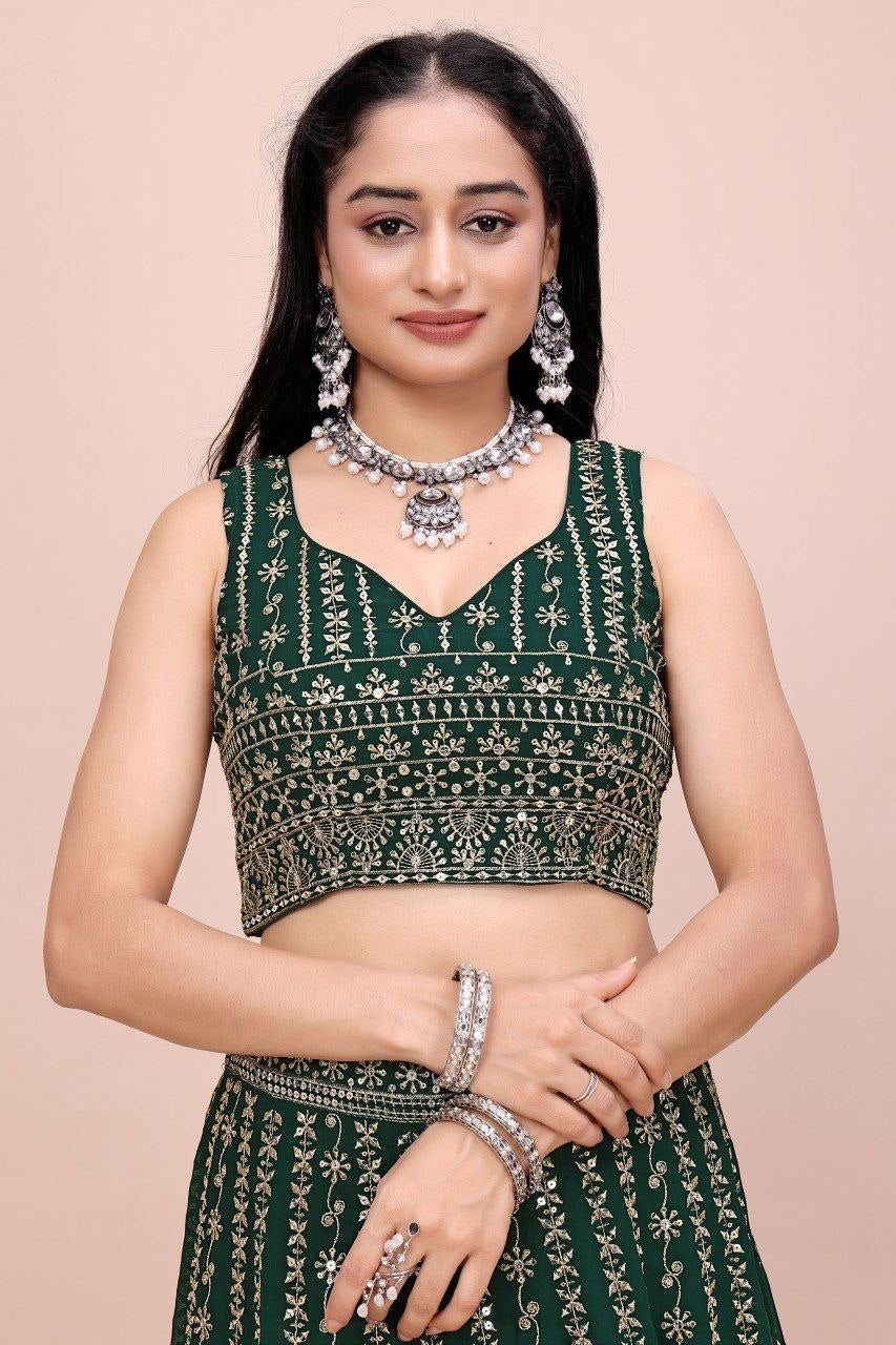 Lehenga collection "Sourhya" - Vert émeraude