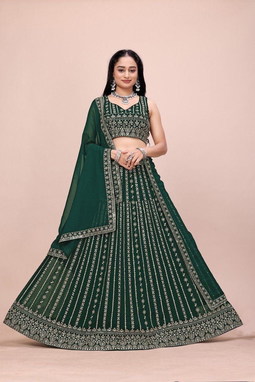 Lehenga collection "Sourhya" - Vert émeraude