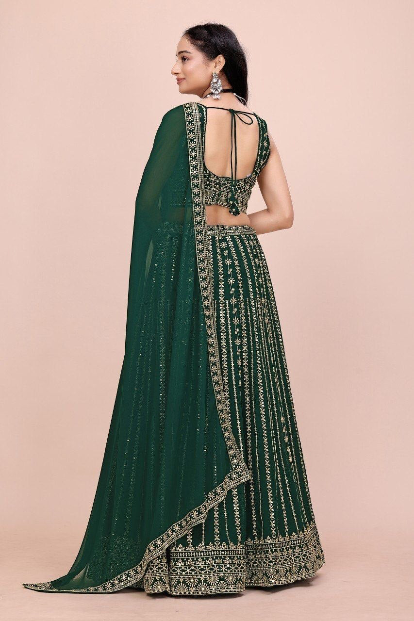 Lehenga collection "Sourhya" - Vert émeraude