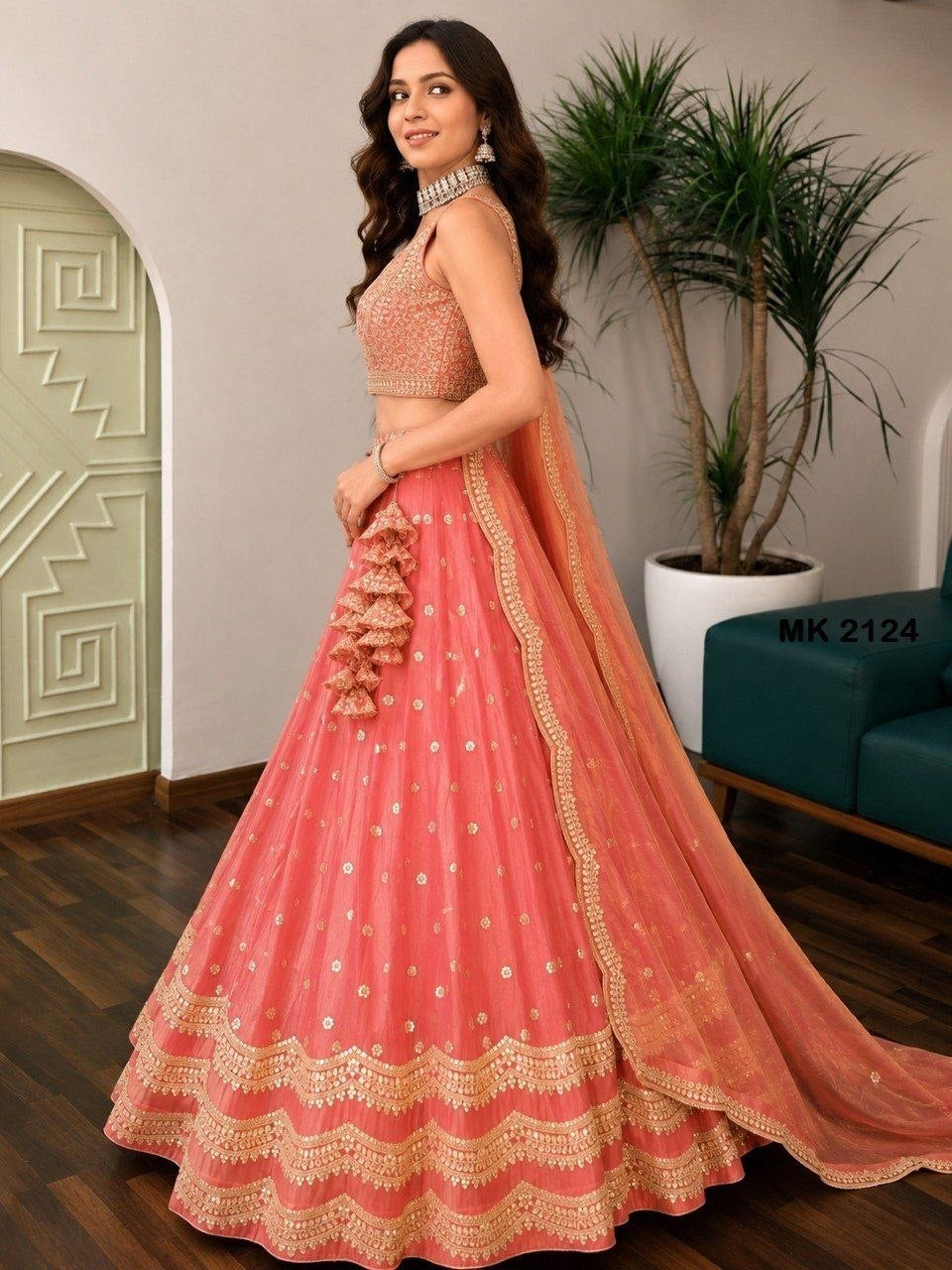 Lehenga collection "Riya" - Rose pêche