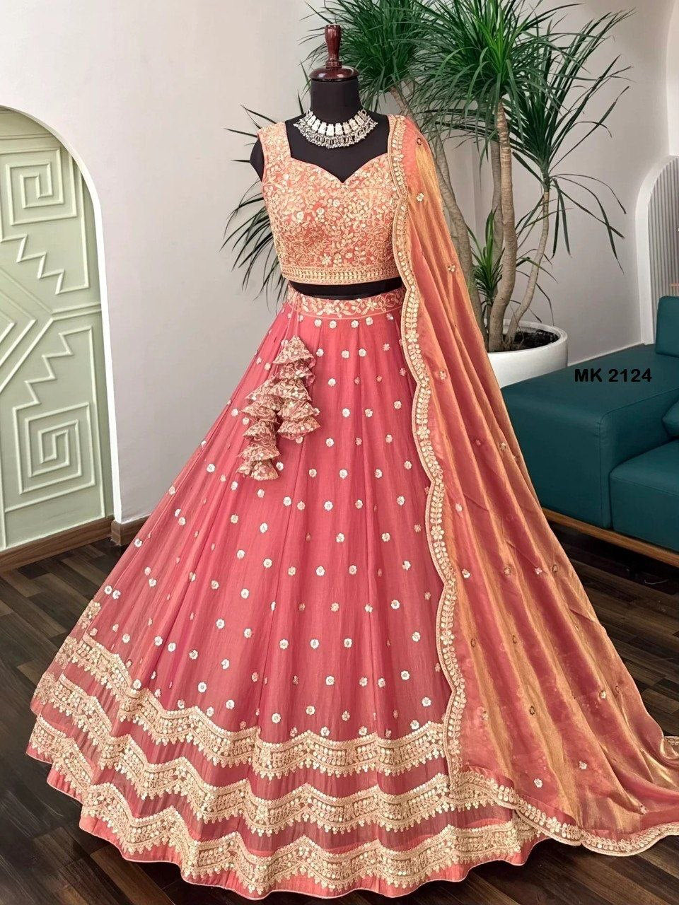 Lehenga collection "Riya" - Rose pêche