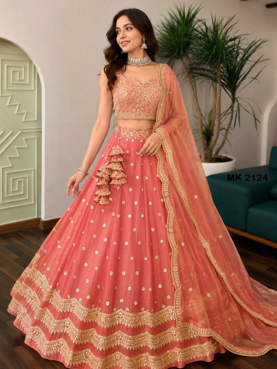 Lehenga collection "Riya" - Rose pêche