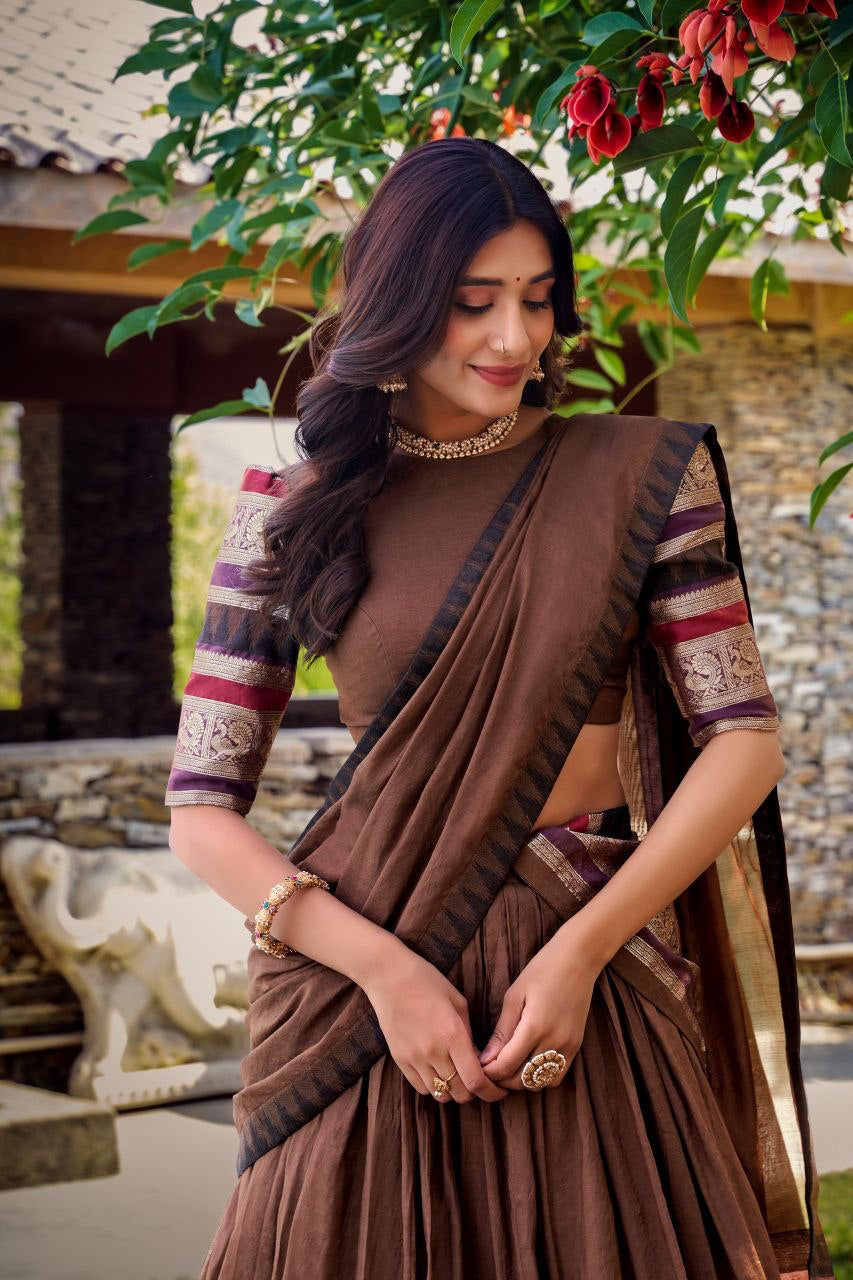 Lehenga collection "Nirupa" - Marron chocolat