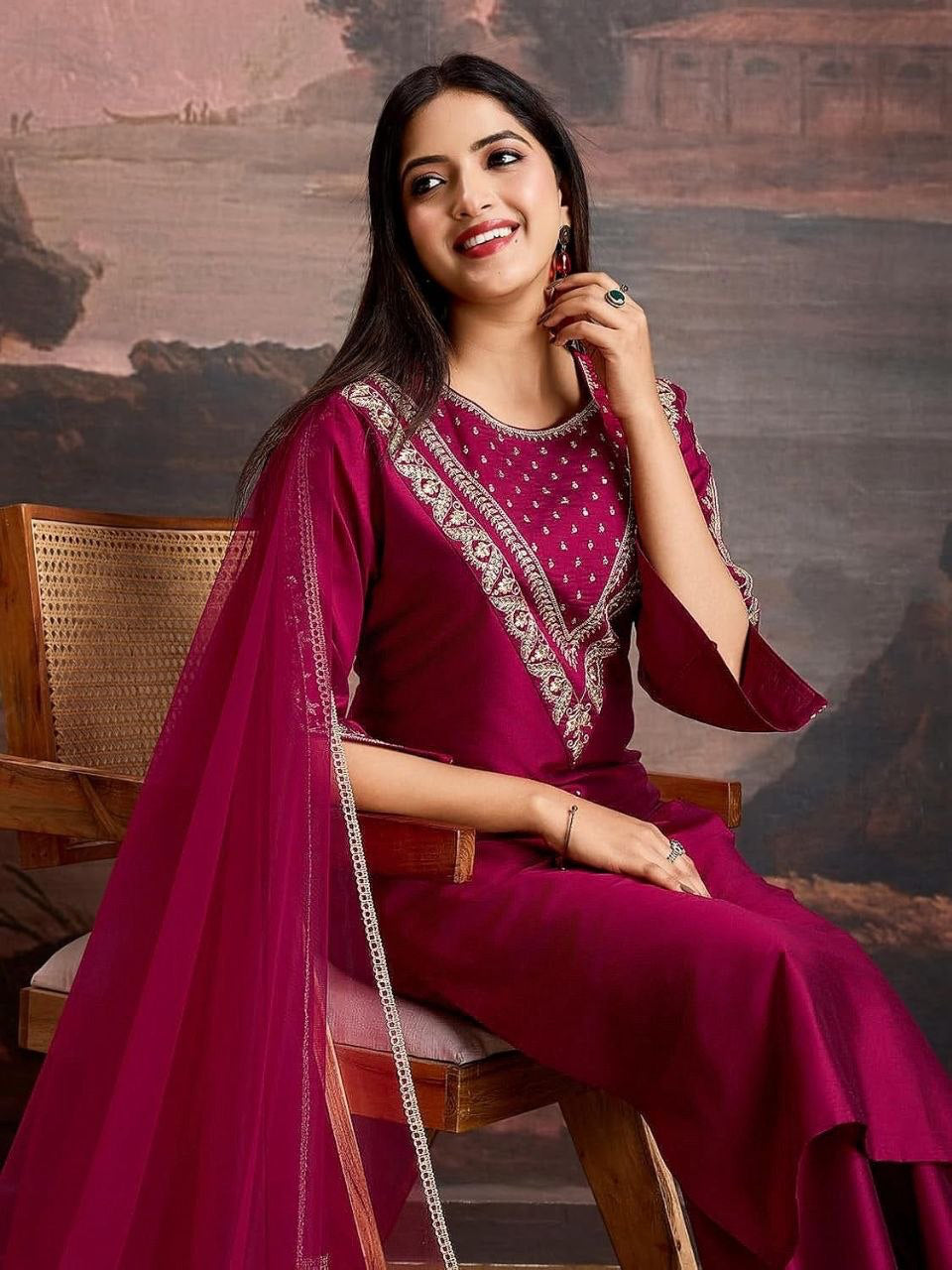 Punjabi "Shanti" - Rose framboise