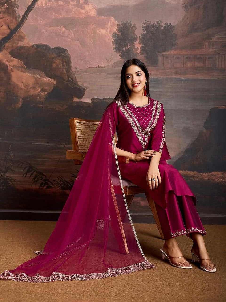 Punjabi "Shanti" - Rose framboise