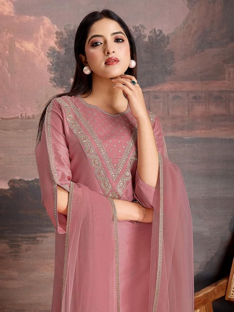Punjabi "Shanti" - Rose poudrée