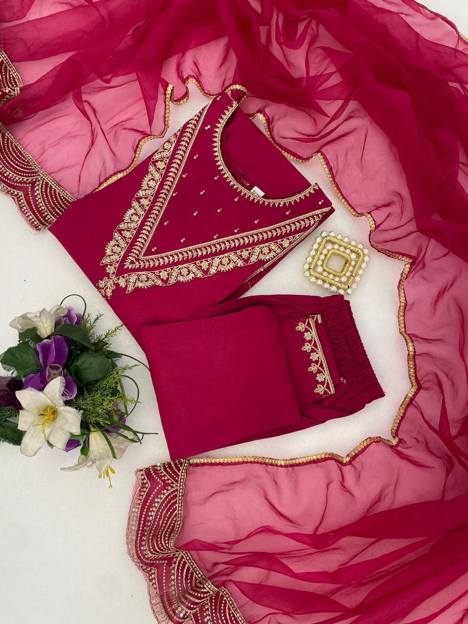 Punjabi "Shanti" - Rose framboise