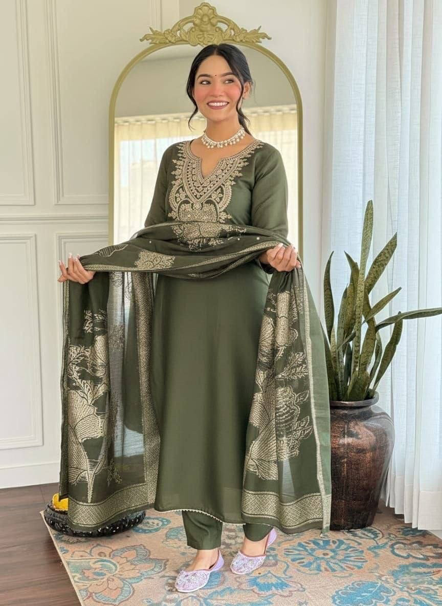 Punjabi "Allya" - Vert olive