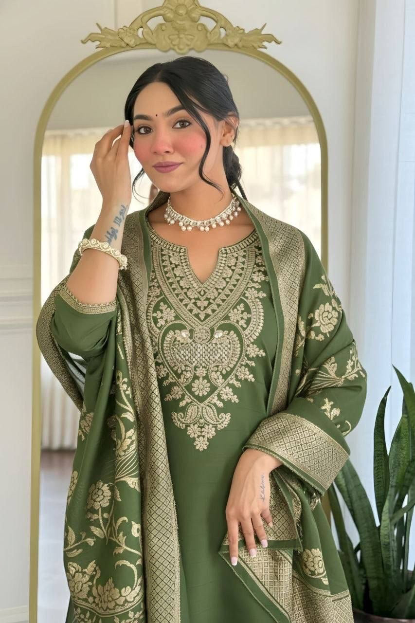 Punjabi "Allya" - Vert olive