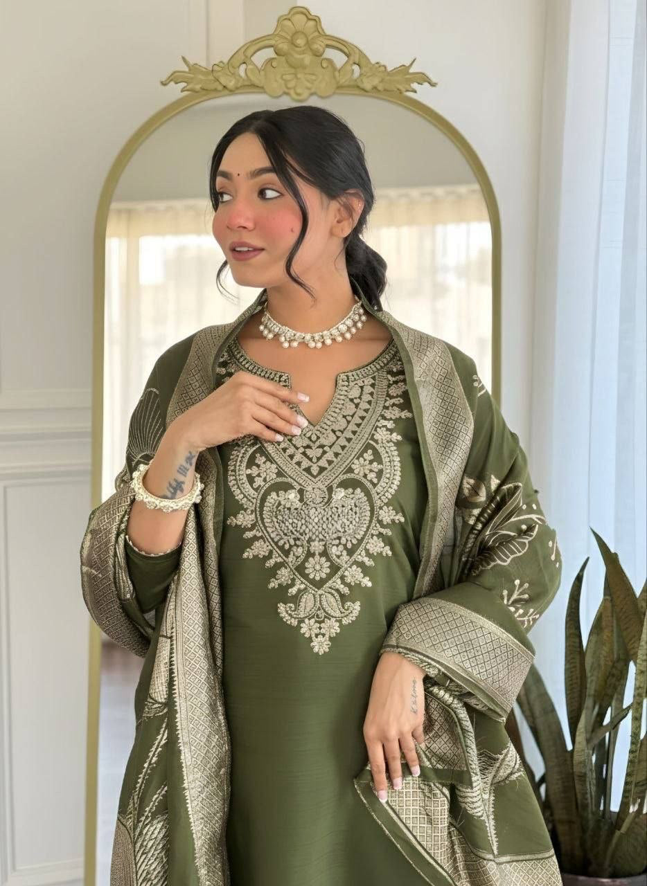 Punjabi "Allya" - Vert olive