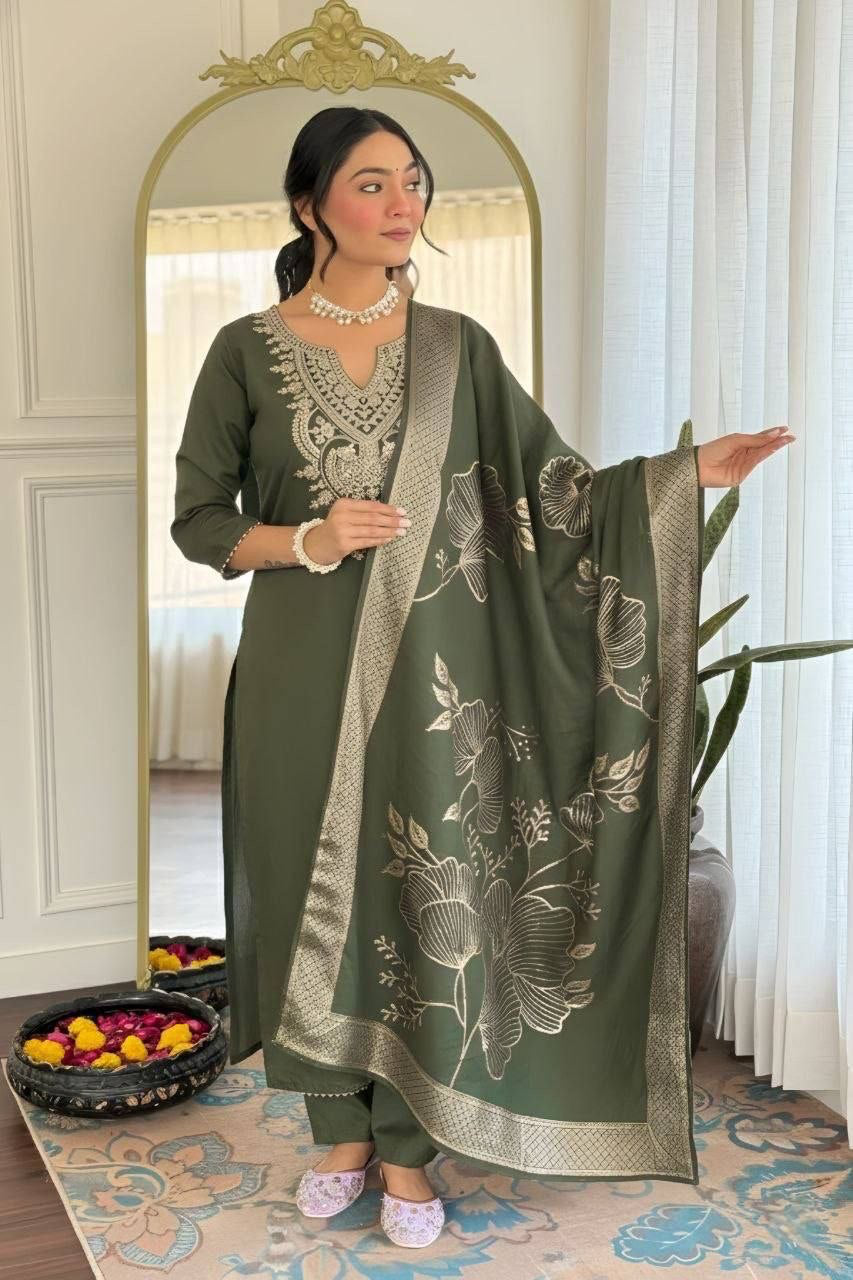 Punjabi "Allya" - Vert olive
