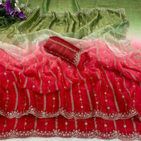 Sari "Gayatri" - Rouge/vert