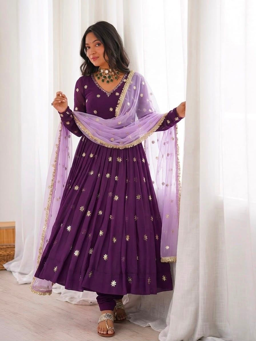 Anarkali/Robe Collection "Kavita" - Prune