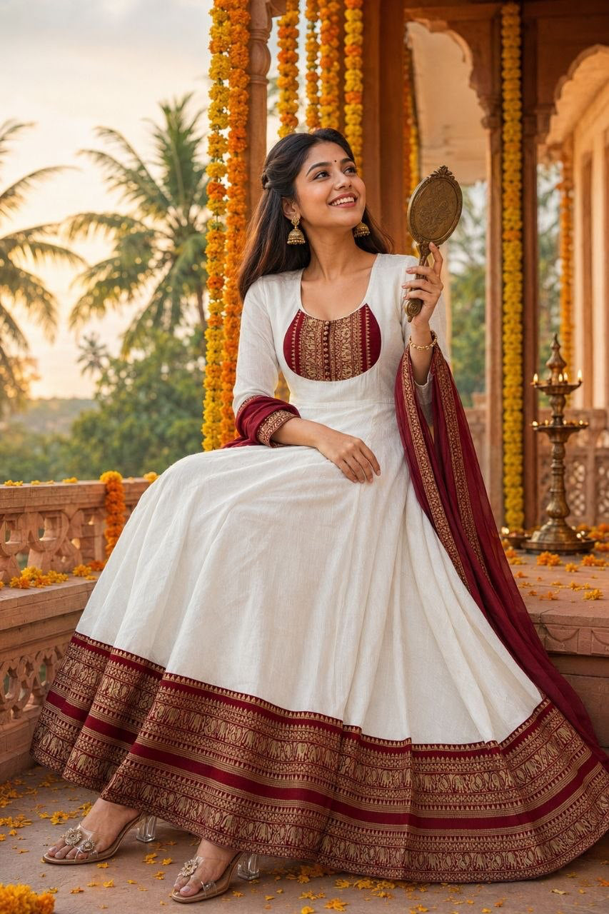 Anarkali/Robe Collection "Lakshmi" - Blanc