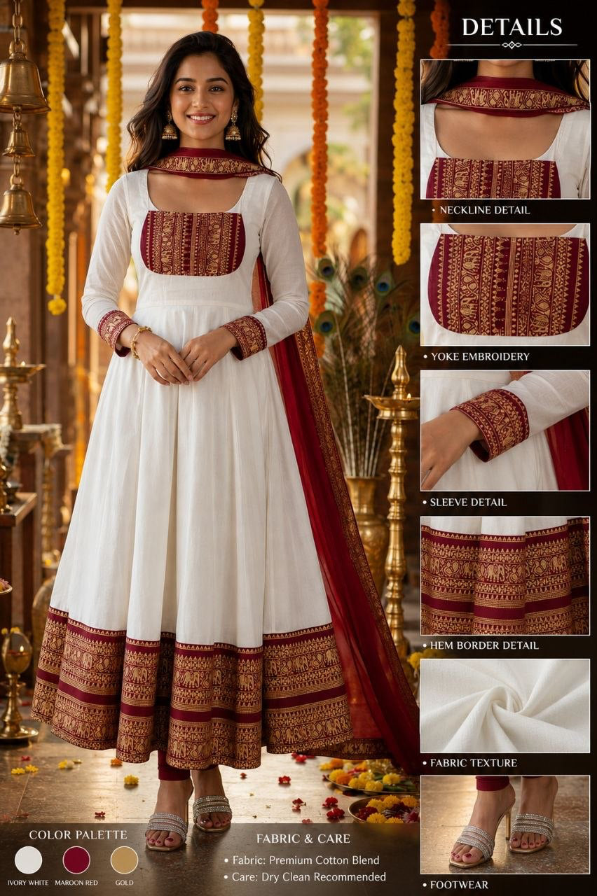 Anarkali/Robe Collection "Lakshmi" - Blanc