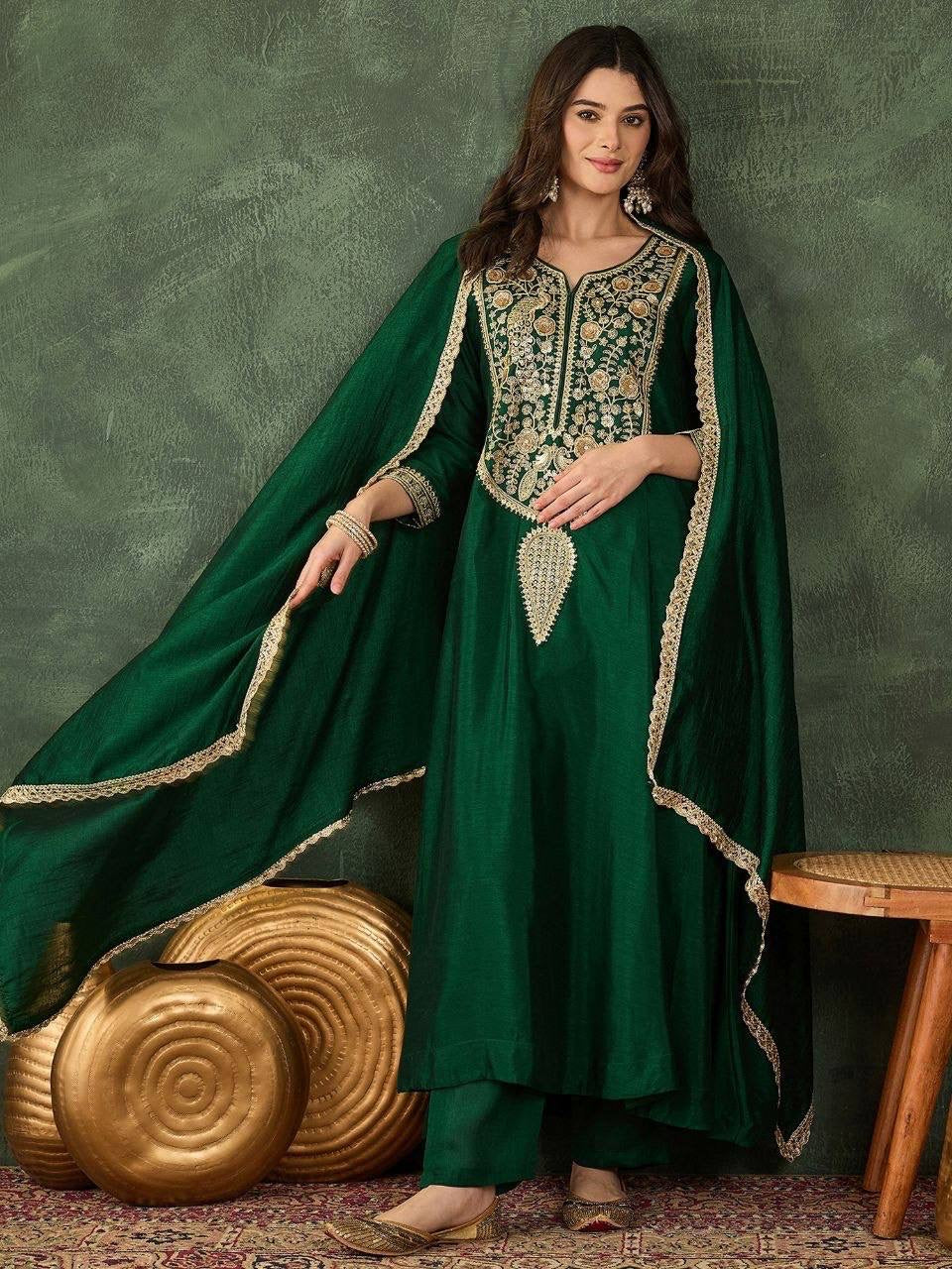 Punjabi "Faiza" - Vert Emeraude