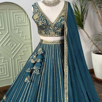 Lehenga collection "Sourhya" - Bleu canard