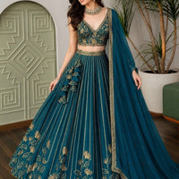 Lehenga collection "Sourhya" - Bleu canard