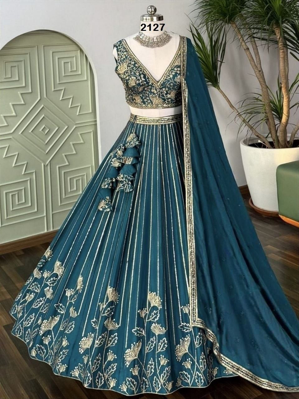 Lehenga collection "Sourhya" - Bleu canard