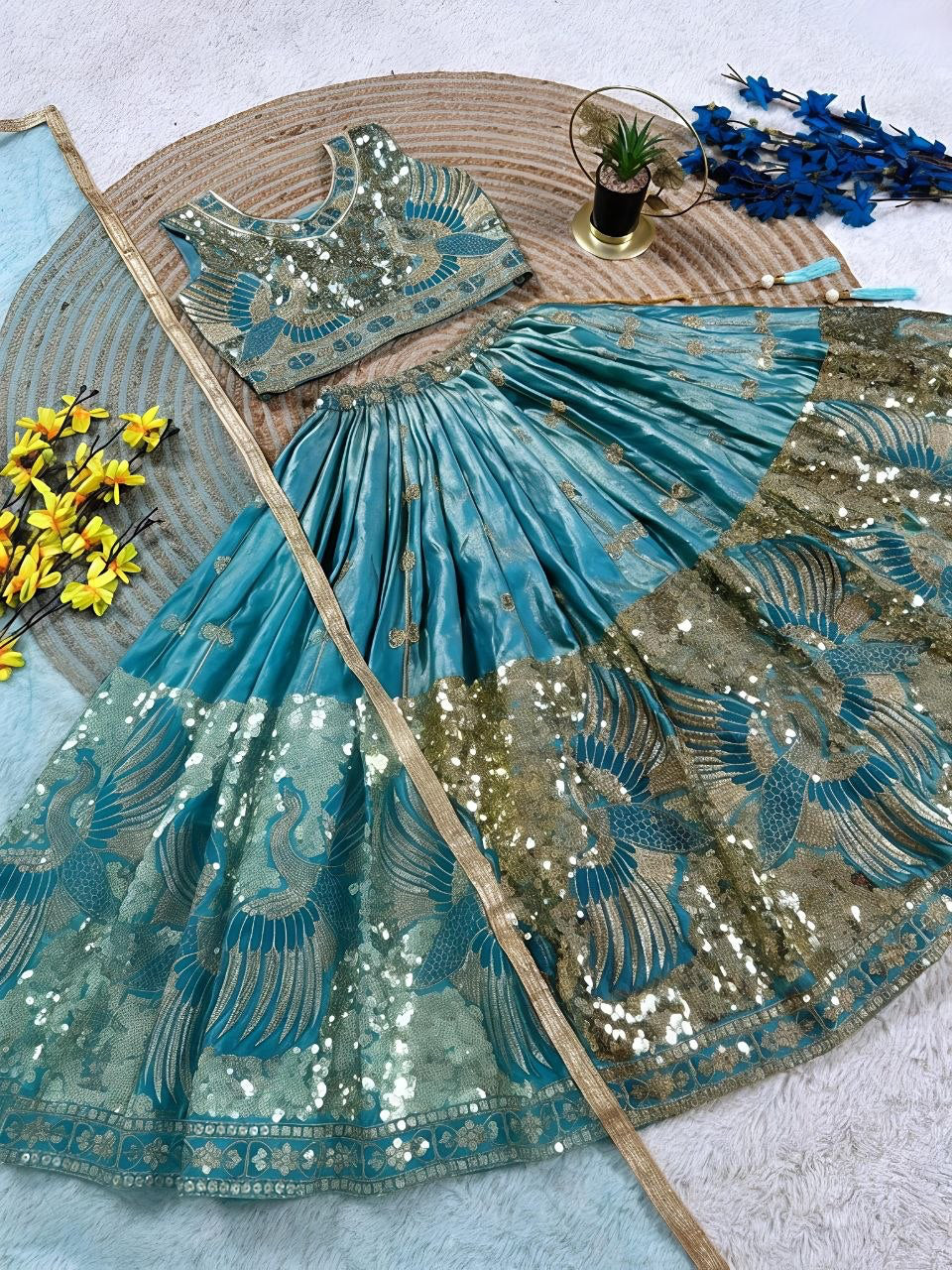 Lehenga Fille collection "Harshana" - Bleu