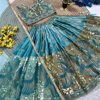 Lehenga Fille collection "Harshana" - Bleu