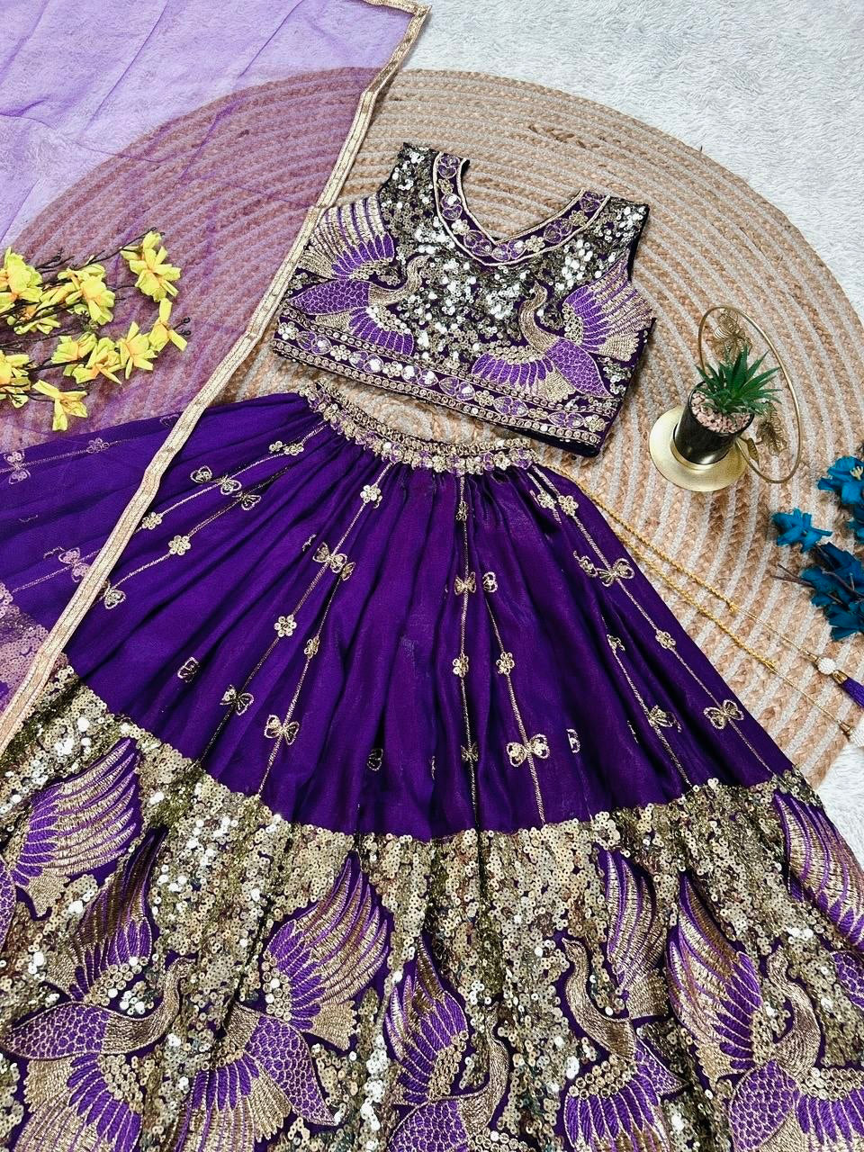 Lehenga Fille collection "Harshana" - Prune