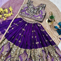 Lehenga Fille collection "Harshana" - Prune