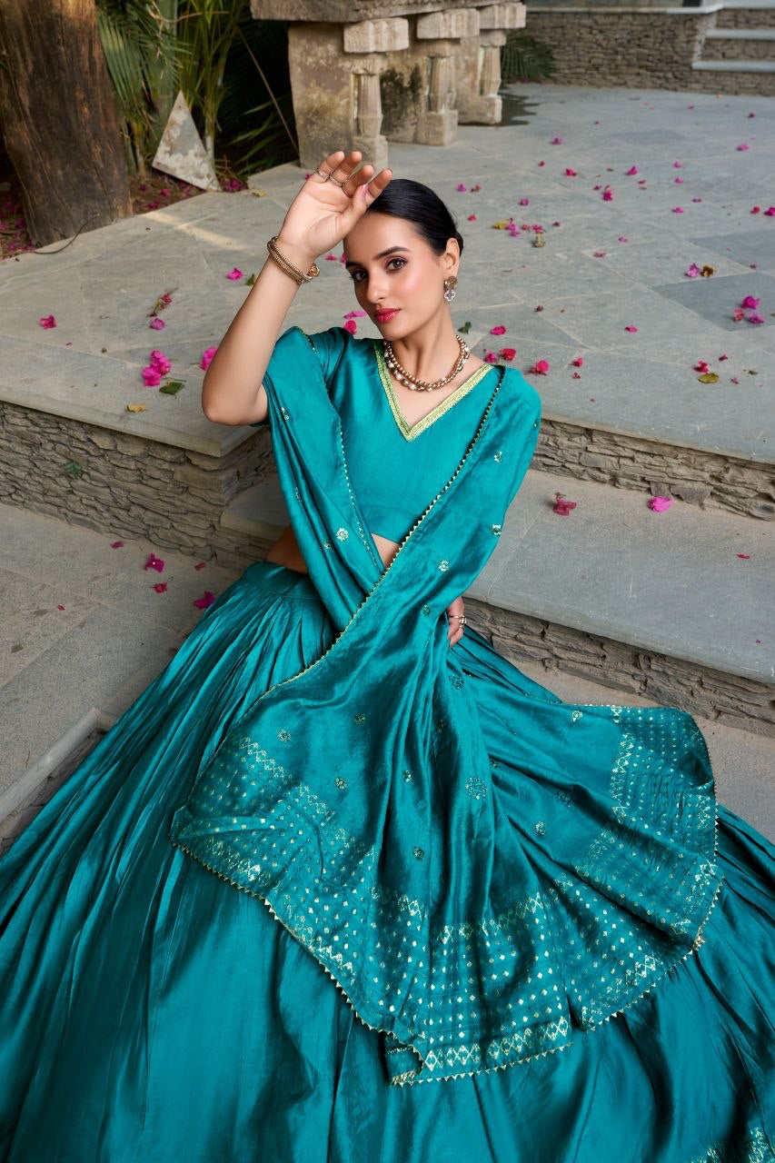 Lehenga collection "Seelana" - Bleu turquoise