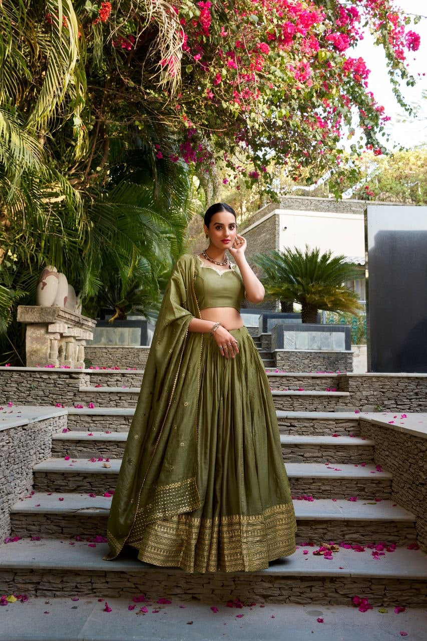 Lehenga collection "Seelana" - Vert olive