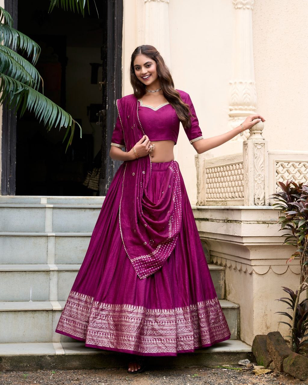Lehenga collection "Seelana" - Fuchsia foncé