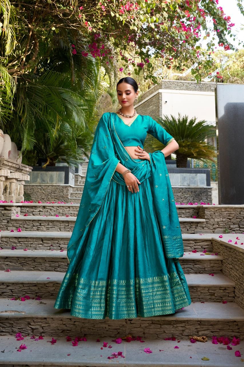 Lehenga collection "Seelana" - Bleu turquoise