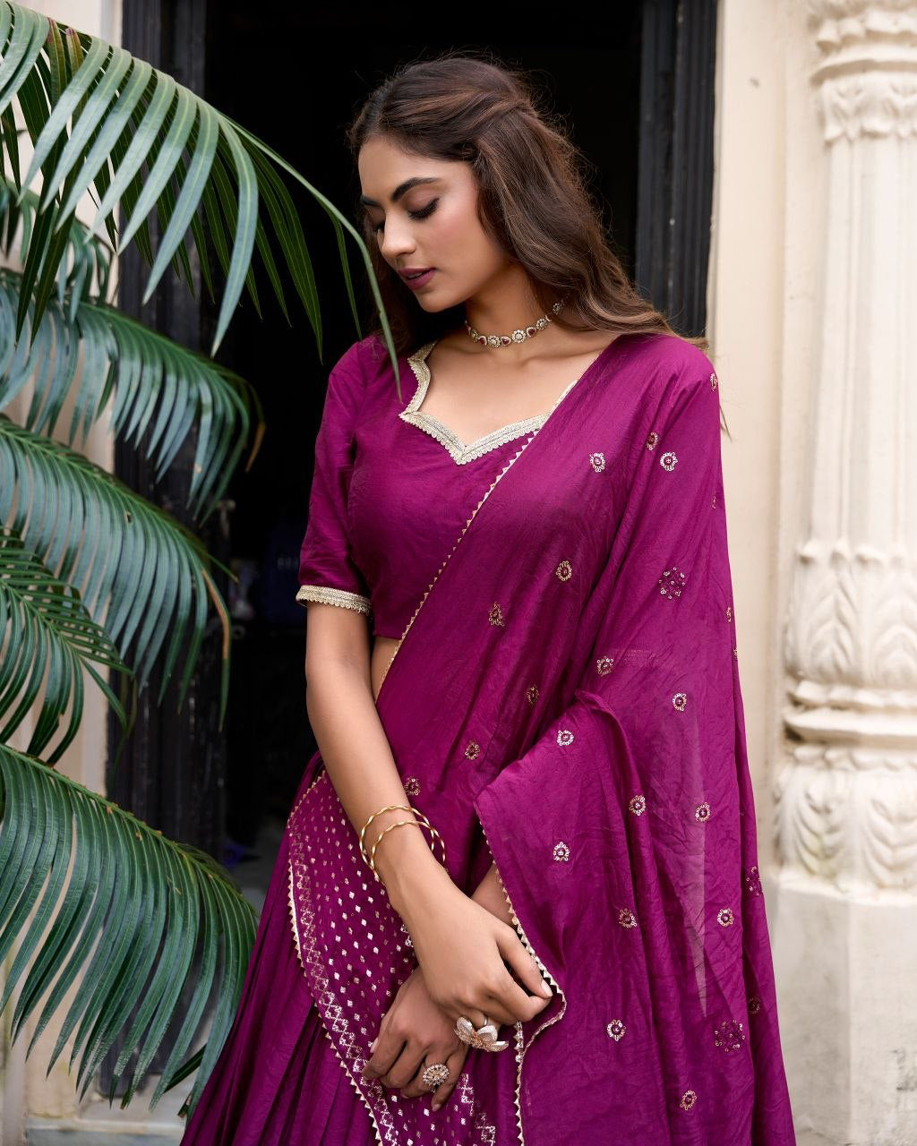 Lehenga collection "Seelana" - Fuchsia foncé