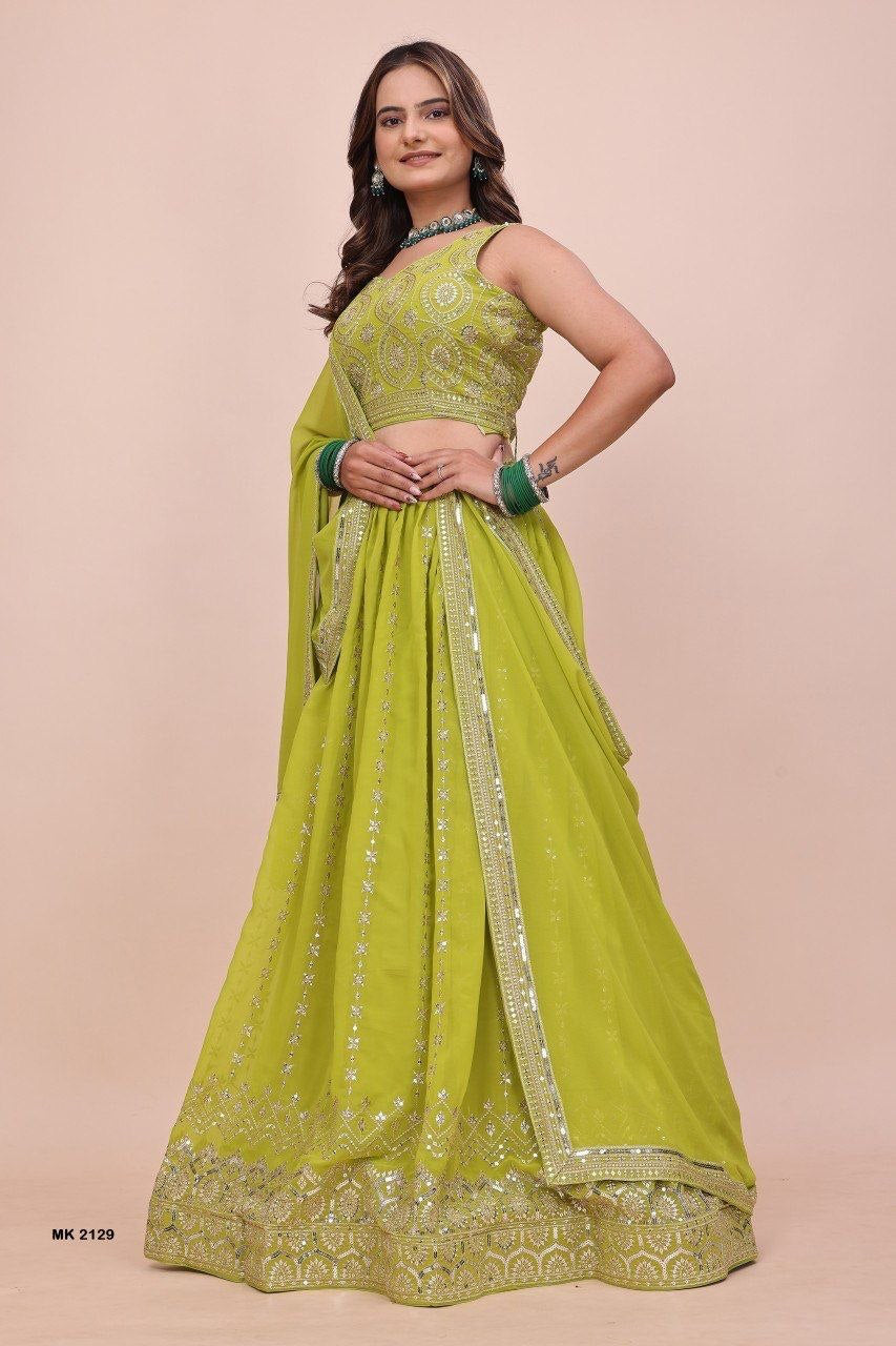 Lehenga collection "Sourhya" - Vert anis