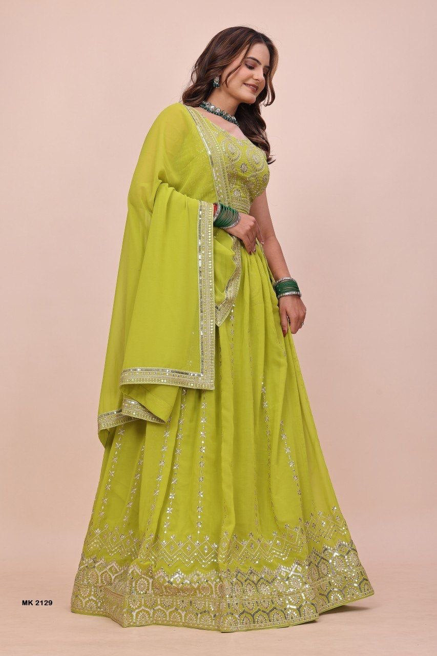 Lehenga collection "Sourhya" - Vert anis