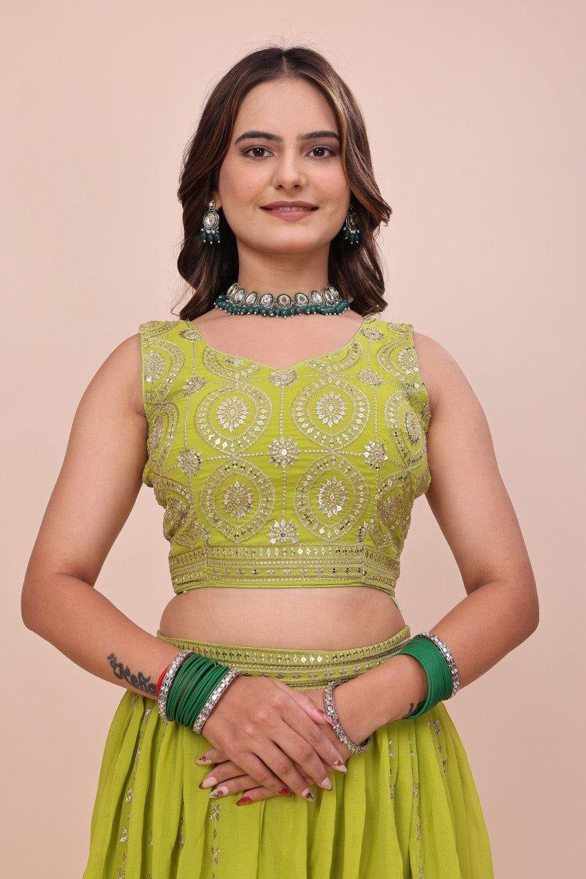 Lehenga collection "Sourhya" - Vert anis