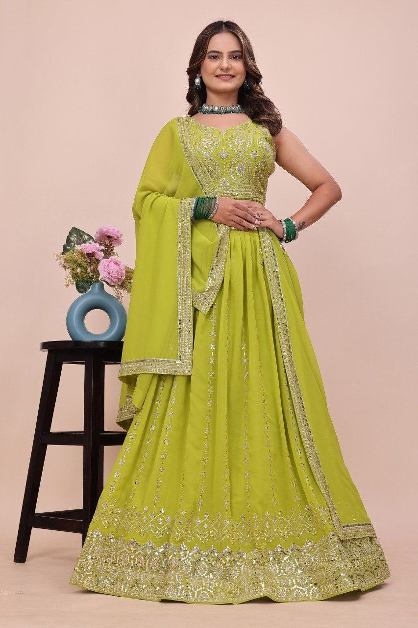 Lehenga collection "Sourhya" - Vert anis